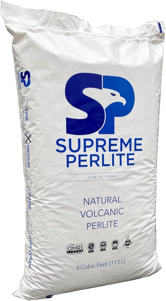 Supreme Perlite Medium Horticultural Grade Expanded Perlite – 4 Cubic Foot – 113 Liters – 103 U.S. Dry Qrts – Indoor & Outdoor Use – OMRI Listed