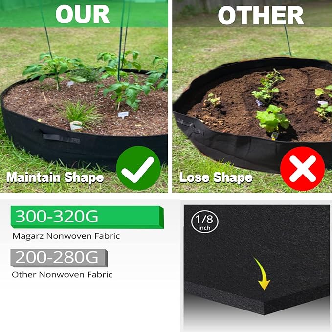 50 Gallon Plant Grow Bags, Large Fabric Raised Garden Bed with Handles, Durable Garden Beds Planters Aeration Gardening Container to Grow Vegetables for Outdoor Plants