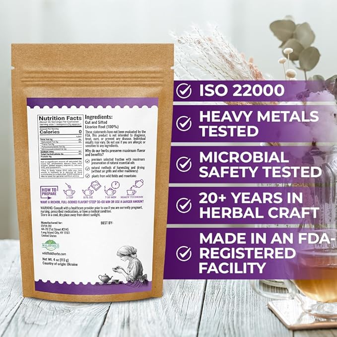 4 oz. Licorice Root Tea Liqorish Root Tea Herb (Glycyrrhiza Glabra) - 113g Bags Licorice Roots Raiz De Regaliz
