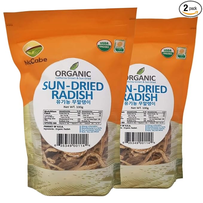 McCabe Organic Sun-Dried Radish - Daikon Radish | Rich with Fiber & Minerals | USDA and CCOF Certified | Product of USA | 100g Pack of 2