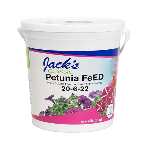 Jack's Classic 20-6-22 Petunia Feed Water-Soluble Fertilizer with Micronutrients, 4lbs - Provides Lush Green Annuals