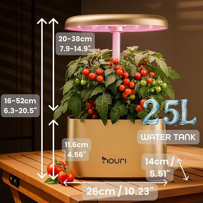 Nouri 5 pod Smart Garden for Home Cooks | w/Heirloom Basil | Hydroponics Growing System | LED Grow Lights | Indoor Herb Garden Kit | Herb Growing Kit Indoors for Plant Lovers, Gardeners, Kitchen