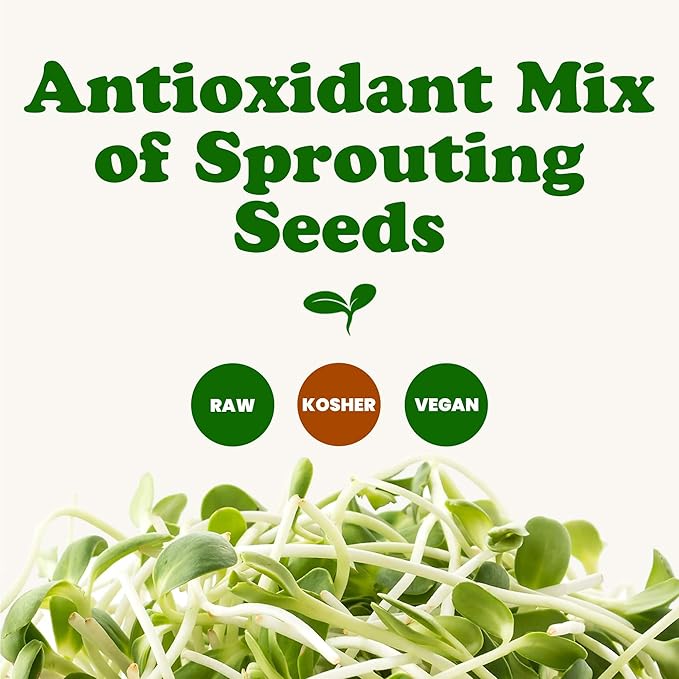Food to Live - Antioxidant Mix of Sprouting Seeds, 8 Ounces — Broccoli, Clover, Alfalfa, Kosher, Raw, Vegan