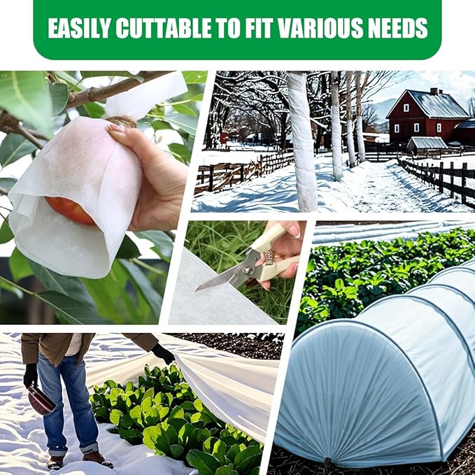 Frost Covers Protection for Outdoor Plants 10Ft x 50Ft, Plant Blankets Freeze Cloths for Spring, Horticultural Fleece for Trees/Raised Beds/Vegetables/Shrubs (1.2 oz/yd², White)