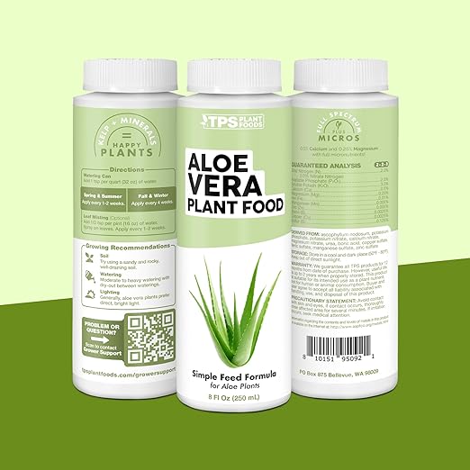 Aloe Vera Fertilizer for All Aloe and Succulent Plants, Liquid Plant Food 8 oz (250mL)