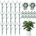 15 Packs Stackable Monstera Plant Support, 11 inch Plant Stakes with 131ft Garden Twist Tie & 10 Plant Clips for Indoor and Outdoor Plants Use Garden Trellis for Climbing and Potted Plants