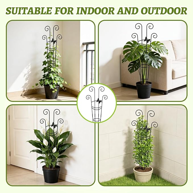 Plant Trellis 2 Pack Plant Trellis Indoor 29.96 in Expandable Metal Garden Trellis for Climbing Plants Sturdy Houseplant Support for Potted Plants with Ties Support for Ivy Pothos Hoya