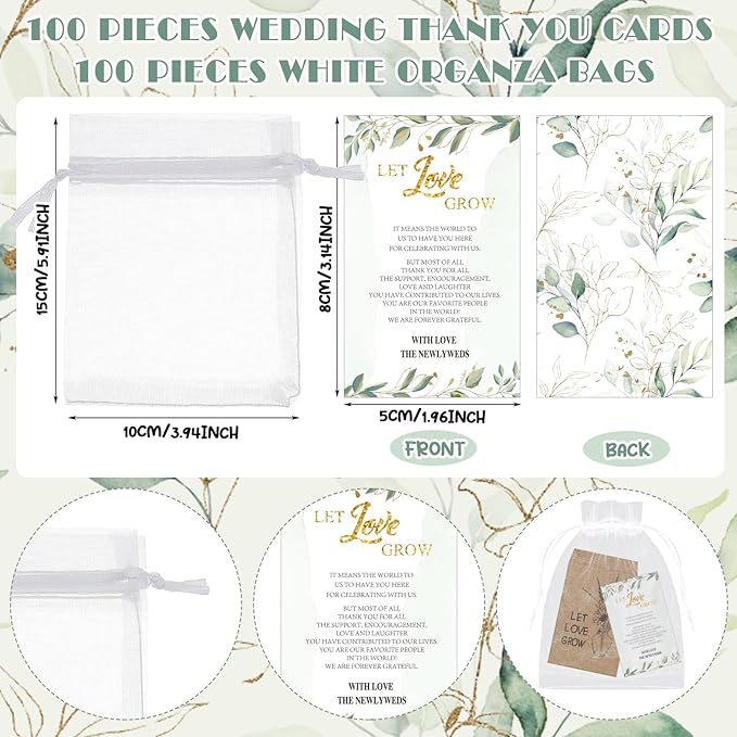 Ireer 101 Set Let Love Grow Greenery Wedding Favors for Guests Include 1 Wooden sign100 Self Adhesive Seed Packets Kraft Paper Seed Envelopes 100 Let Love Grow Cards 100 Bags for Guest Bridal Shower