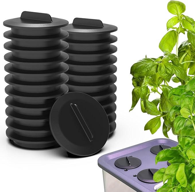 Plant Spacer Kit Compatible with Aerogarden,Plant Spacer Cover for Aerogarden Spacer Caps,for Indoor Hydroponic Growing System,Plant Grow Deck Openings, Round, 25 Pack, Black