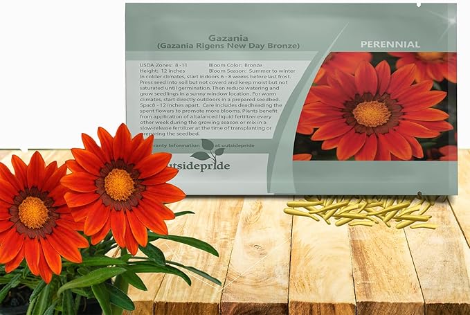 Outsidepride New Day Bronze Gazania Seeds for Planting – 25 Pcs Perennial, Low-Maintenance, Drought-Tolerant Ground Cover Seeds for Vibrant Summer & Fall Flowers, Great for Outdoor Gardens