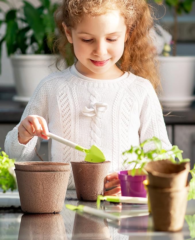 homenote Peat Pots, 60 Pcs 3.15 Inch Seed Starting Pots with Drainage Holes Round Nursery Plants Pots with Bonus 20 Plant Lab