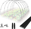 36PCS Garden Hoops Grow Tunnel Kit - 8FT Rust-Free Fiberglass Arches with Plastics Coating (6 Sets) for Raised Beds, Plant Support, Shade Cloth Net, Insect Netting & Row Cover Protection