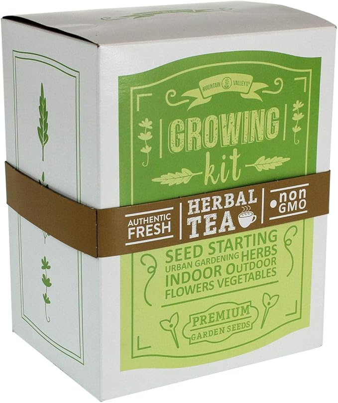Medicinal & Herbal Tea Indoor Herb Garden Starter Kit - Deluxe Herb Seeds - 12 Varieties: Chamomile, Hot Pepper, Basil, Sage, Rosemary, Thyme, Lavender, Echinacea, Borage, Peppermint, & Yarrow