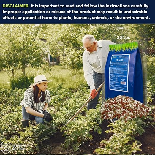 Supply Solutions 10-10-10 Complete Lawn & Garden Granular Fertilizer with Micronutrients – Balanced NPK Plant Food for Soil Health, Blooms & Roots – Safe for Vegetables, Fruits, Lawns (25 Pounds)