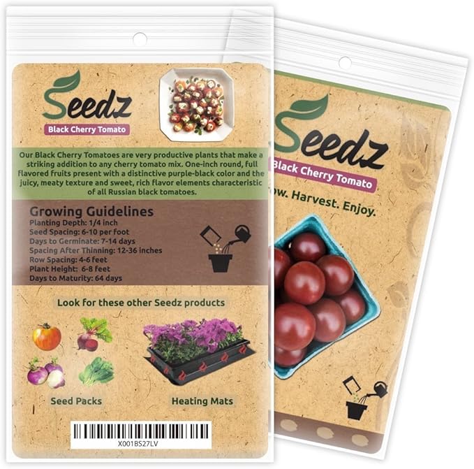 Organic Tomato Seeds, APPR. 125, Black Cherry Tomato, Heirloom Vegetable Seeds, Certified Organic, Non GMO, Non Hybrid, USA