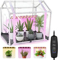 Mini Greenhouse with Grow Light for Indoor, PVC Planting Tent with Waterproof Mat & Zipper Door,15W Full-Spectrum LED Plant Grow Light and Timer for Seed Starter Tray for Indoor and Outdoor Plants