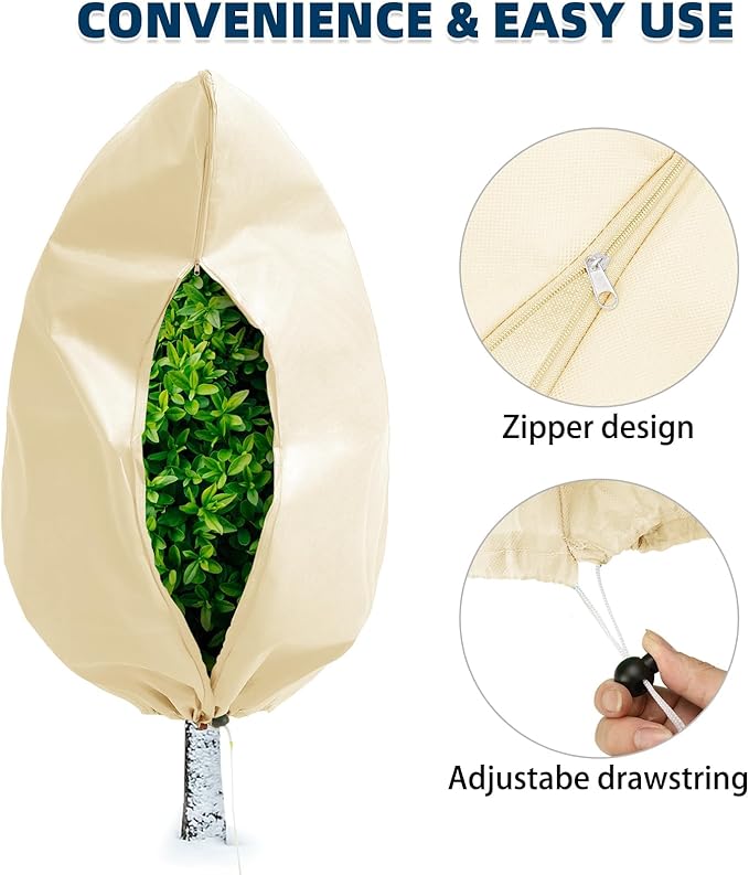 Homimp Plant Covers Freeze Protection, 4 Pack Frost Covers with Zipper Drawstring (71" x 47.3") Plant Protection Cover Bags for Outdoor Winter Frost Cold Weather Shrubs Trees Jacket Covers(Yellow)