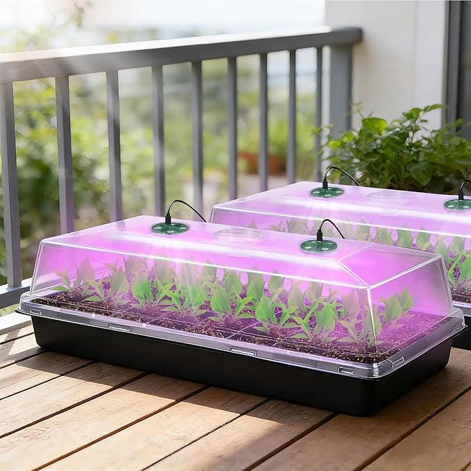 5 Pack Humidity Dome for 1020 Tray with Grow Light, 21.25"×11.02" Propagation Seed Cloning Lid Adjustable Vented for 10 X 20 Inch Plant Seed Starter Pots