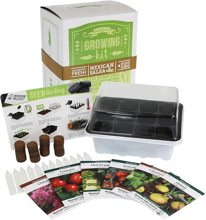 Salad & Vegetable Garden Seed Starter Kit | Basic | 6 Non-GMO Varieties | Gardening Starter Kit | Seeds: Mixed Lettuce Greens, Radish, Carrot, Tomato, Cabbage & More