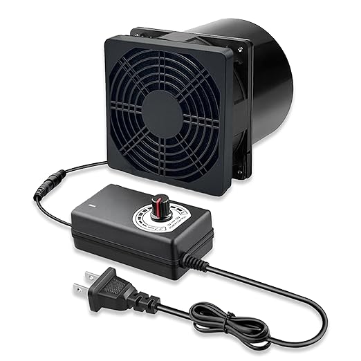 4.72in 12V DC Small Axial Exhaust Duct Fan Soldering Fan, AC 100V-240V Speed Control, with Filter Pad, Welding Fume Smoke Extractor, for Soldering Fume 3D Laser Paint Booth DIY