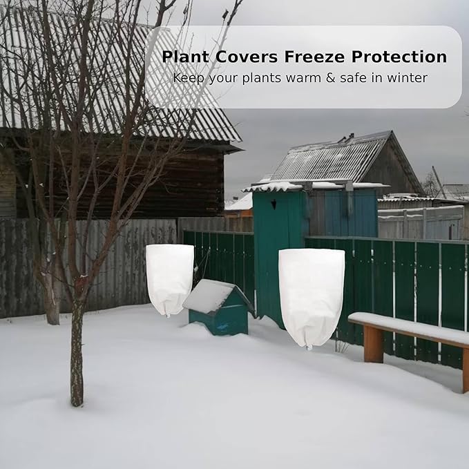 Famlife 4 Pack Plant Covers Freeze Protection - Frost Covers with Drawstring (31.5" x 47.3") Reusable Winter Plant Covers Freeze Protection - Frost Cloths for Outdoor Plants