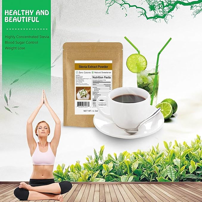 CCnature Pure Stevia Extract Powder without Erythritol 5.2oz(148g) - Highly Concentrated Stevia Powder Sweetener, Zero Calorie, No Artificial, Natural Sugar Alternative