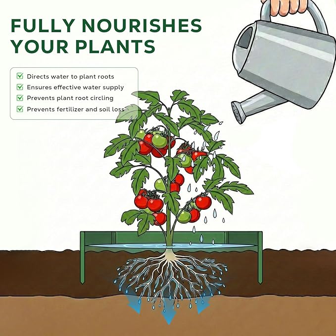 MoKo 6 PCS 10 Inch Plant Rings for Outdoor Plants, Protective Garden Edging Border for Water Retention, Reusable PVC Planting Ring for Yards, Greenhouse, Lawn, Shrubs, Vegetables, Herbs and Flowers