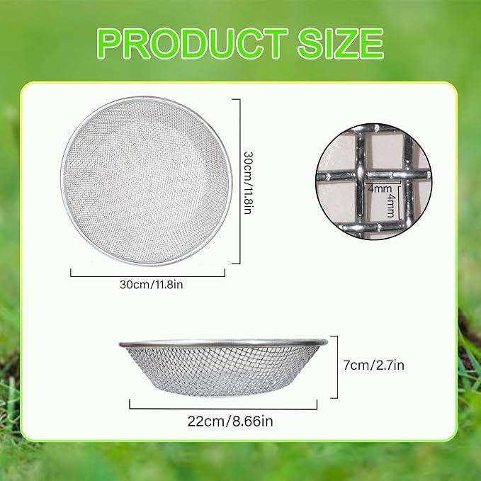 1/6 Inch Compost Sifter for Garden Sand Soil, Garden Potting Mesh Sieve Sifting Pan,Soil Sifter Mesh Gardening Tool Best for Plants and Flowers Growth