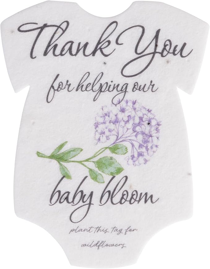 Seed Bloom Onesie Seed Paper – 15 Hydrangea Shower Favors for Guests with Wildflower Seeds, Writable & Plantable, Shower Favor Gifts for Guest