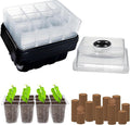 ZeeDix 10 Pack Seed Starter Trays Kit with 120 PCS Coco Pellets, Base Tray for Indoor Planting, Mini Greenhouse Germination System for Herbs Vegetables Gardening Supplies(120 Cells Total Tray)