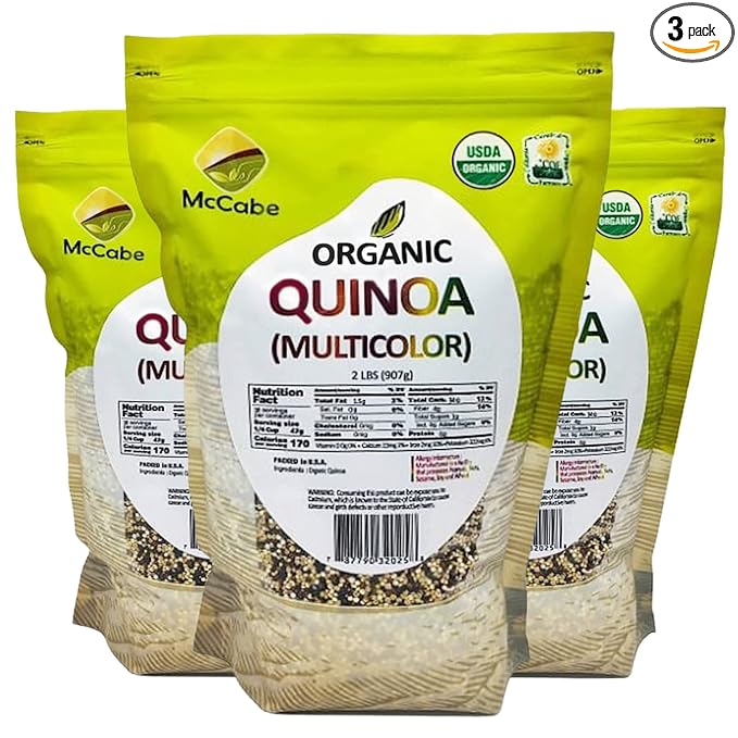 McCabe Organic Multicolor Quinoa - Multicolor Quinoa Organic | Rich with Fiber & Minerals | USDA and CCOF Certified | Packed in USA | 2Lbs (Pack of 3)