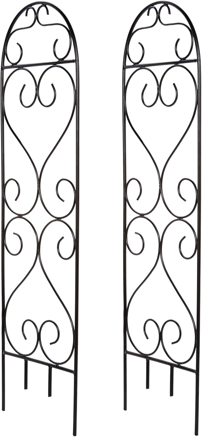 Hosley Set of 4 Iron Wave Pot Trellis 7.5" W x 27" H, Ideal Gift for Floral Arrangements Wedding or Party and Use Next to Structures Home or in Planters for Growing Floral Plants Vines and Vegetable