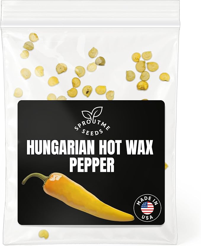 Fall & Winter Hungarian Hot Wax Pepper Seeds for Indoor Planting – 50 Non-GMO Heirloom USA-Grown Medium Hot 5,000–15,000 SHU Seeds with High Germination (Capsicum annuum)