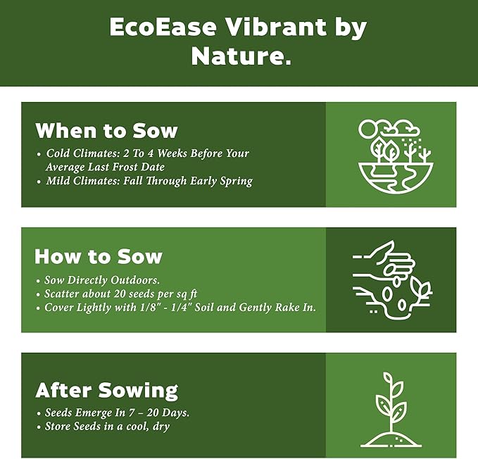 Botanical Interests EcoEase Flowering Mix Alternative Lawn Seed Shaker – Covers 1,000 sq ft, Low-Maintenance Wildflower Blend, Perfect for Pollinators, Drought-Tolerant, Eco-Friendly Packaging