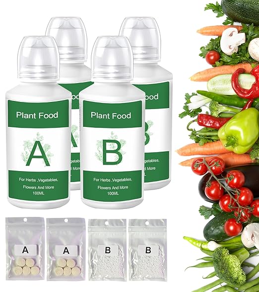 800ml Hydroponics Nutrients Fit for AeroGarden Hydroponic Indoor Garden, Hydroponics Supplies A&B Plant Foods hydroponic Nutrient Solution for Vegetables Fruits Flowers Thrive