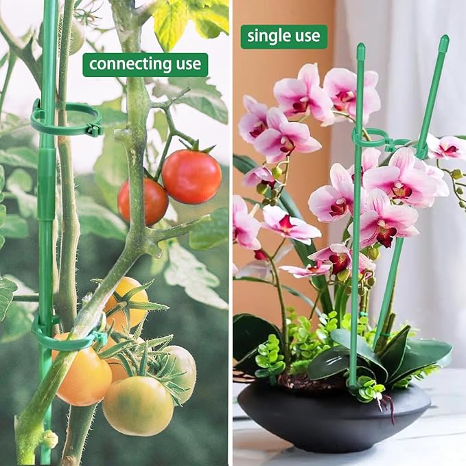Belit 8 Pack Small Plant Support Plant Stakes, Adjustable Garden Single Stem Support Stake, Planter Support Ring for Orchid, Rose, Peony, Peppers and More, DIY 31.5 inch