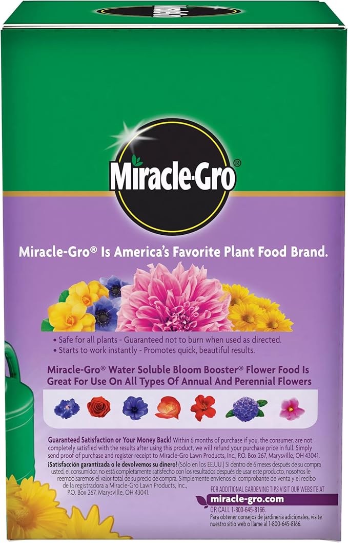 Miracle-GRO Water Soluble Bloom Booster Flower Food, for Use on All Annuals and Perennials, 1.5 lbs., 2-Pack