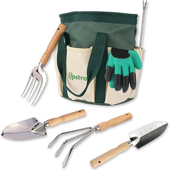 Gardening Hand Tools with Durable Garden Tools Bag and Rust-Proof Stainless Steel Garden Tools Set,7pcs Gardening Gifts for Women and Gardeners