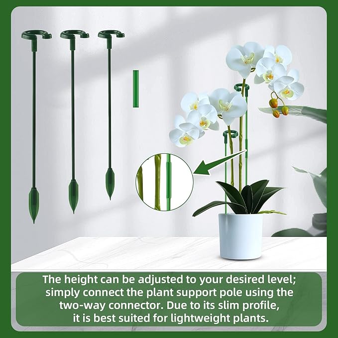 Plant Support Stakes - 15pcs Adjustable Trellis Poles with 6 Clips - Indoor Outdoor Climbing Sticks for Monstera Tomato Potted