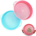 2Pcs Round Garden Soil Sieve with Handle - Plastic Mesh Soil Sifter Set for Small Gravel, Sand