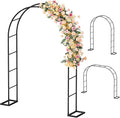 Sunexinlo Garden Arch Trellis with Base, 5.3'W x 7.6'H or 7.9'W x 6.3'H Wedding Arch, Metal Garden Trellis for Climbing Plants Outdoor Wedding Christmas Bridal Party Decoration, Black