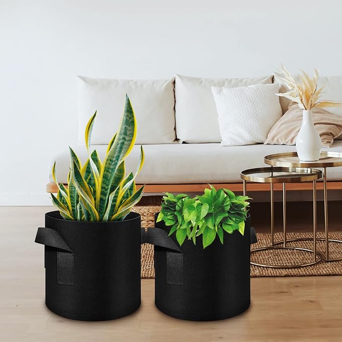 12 Pack 20 Gallon Plant Grow Bags, Thickened Nonwoven Fabric Pots with Handles, Vegetable Planter Bags Containers, Cloth Planters for Garden Vegetable/Flower/Plant/Fruits Outdoor (Black)