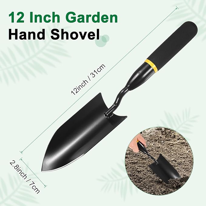 Gardening Trowel, 12 Inch Manganese Steel Garden Hand Shovel with Rubber Handle, Trowel Garden Tool for Farmer Soil Planting Digging Transplanting