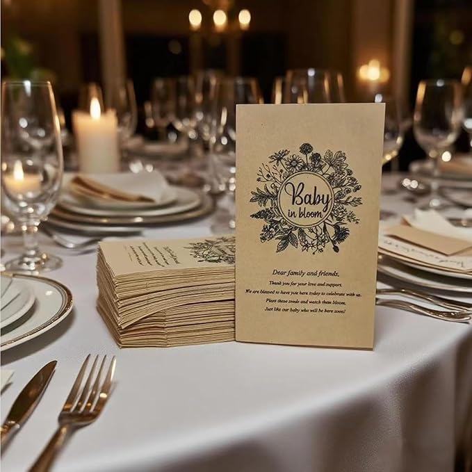 100Pcs Baby in Bloom Seed Packet, Wildflower Baby Shower Self Adhesive Envelopes, Small Paper Coin Envelopes Items Stamps Storage Packets for Flower Vegetable Seeds Garden Wedding Gift (Brown*100PCS)