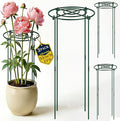 QwayHome 3Pack Peony Cages and Supports, 33'' H x 13''D Grow Through Plants Support, Adjustable High, Heavy Duty, Rust-Resistant, Round Plant Support Ring for Rose Tomato Strawberry Indoor Outdoor