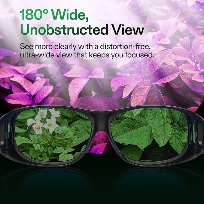 VIVOSUN Grow Room Glasses, Indoor Hydroponics LED Grow Light Glasse, Anti-UV Glasses for Visual Eye Protection, 1pcs