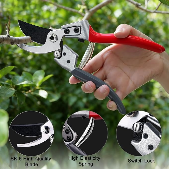 Kynup Pruning Shears, Garden Shears, Garden Clippers, Gardening Hand Tools, SK5 Steel Blade, Up to 1 Inch Cut Capacity, Safty Locked, Effortless Design, Garden Tools for Gardening, Farm