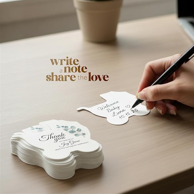 Seed Bloom Carriage-Shaped Seed Paper – 24 pcs Green Shower Favors for Guests with Wildflower Seeds, Writable & Plantable, Gender Reveal, Birthday Gifts for Guest