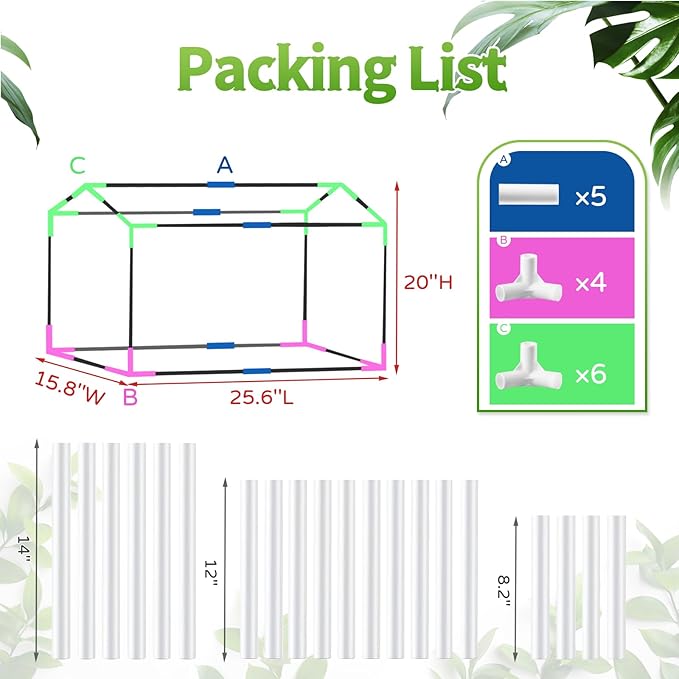 Tabletop Mini Greenhouse Indoor with Grow Light, Small Greenhouse Kit for Indoors, Tiny LED Plant Nursery with Timer & Zippered Door for Seed Starter, 25.6" L x 15.8" W x 20" H