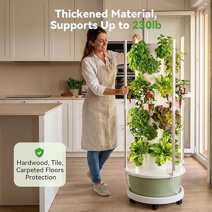 BAOSHISHAN Silent Wheel Mobile Tray for 7-Layer Hydroponics Tower, Easy Mobile, Heavy-Duty Load-Bearing, Floor-Safe Design